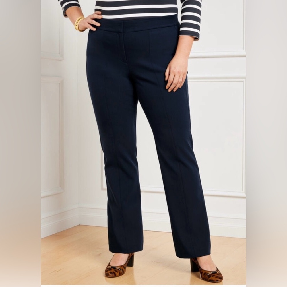 TALBOTS Portland Trouser Career Preppy Elastic Waist Denim Chambray Pant SZ 22W